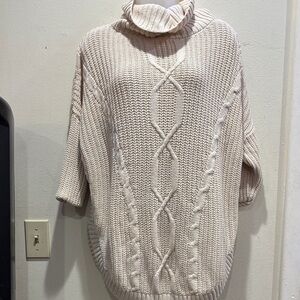 Express Beige Cable Knit Cowl Sweater